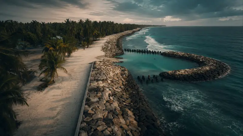 Coastal revetment Fuvahmulah Gnaviyani Atoll